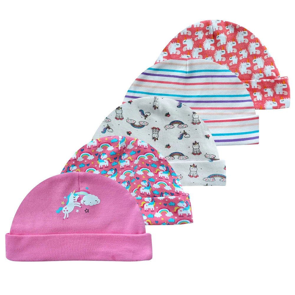 New Born Baby Boy Hats 3/5 Pieces Cotton Baby Girls Hats