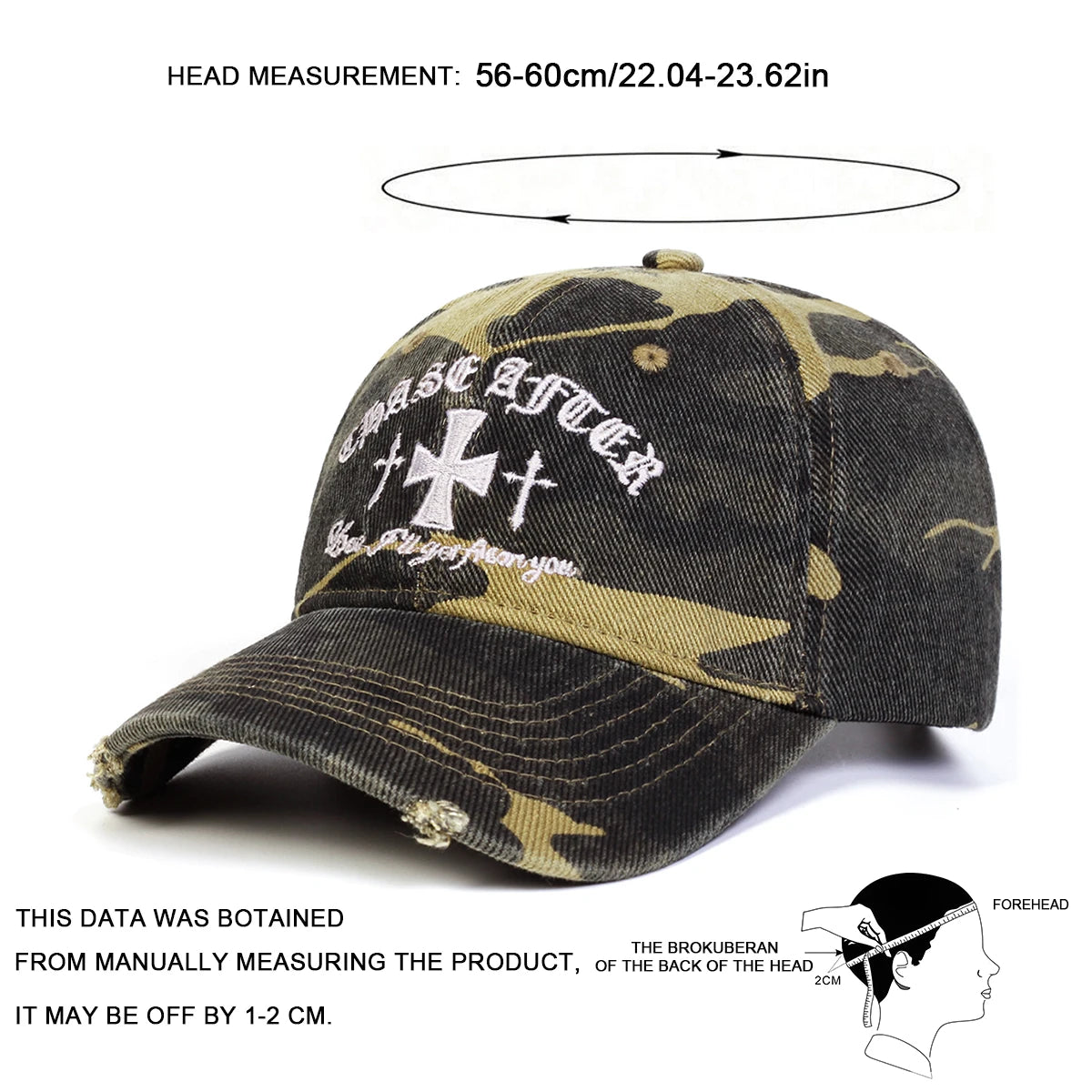 Unisex Cross Embroidery Pierced Baseball Caps Spring and Autumn