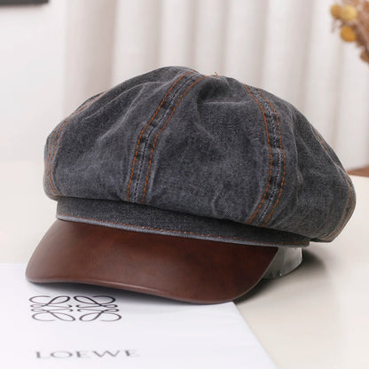 Vintage Washed Denim Newsboy Cap