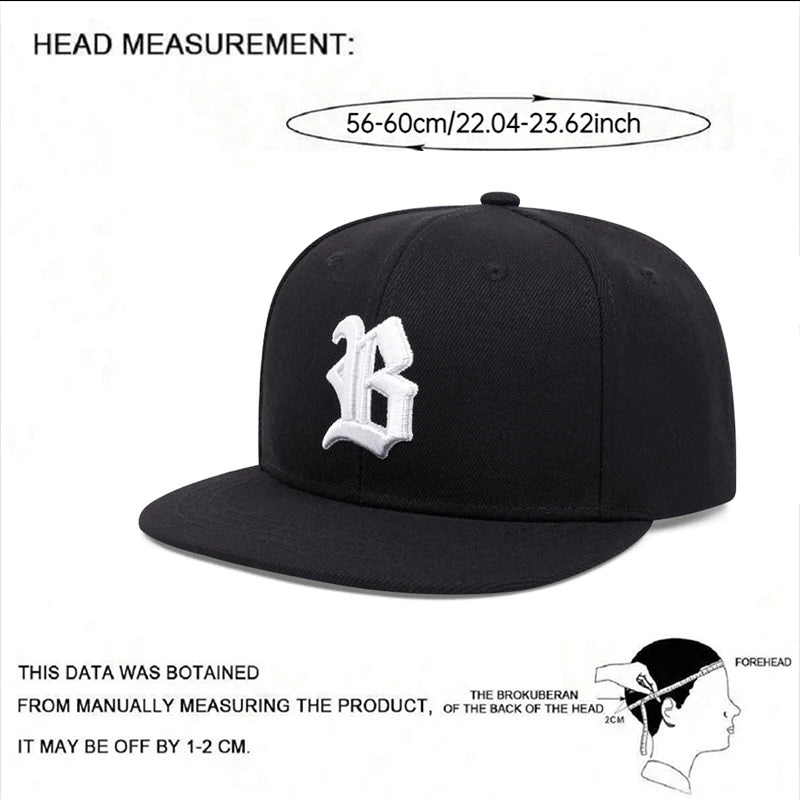 Letter B Gothic Street Skateboarding Hat Street Dance HipHop Hat Outdoor Sports Sunshade Hat Unisex