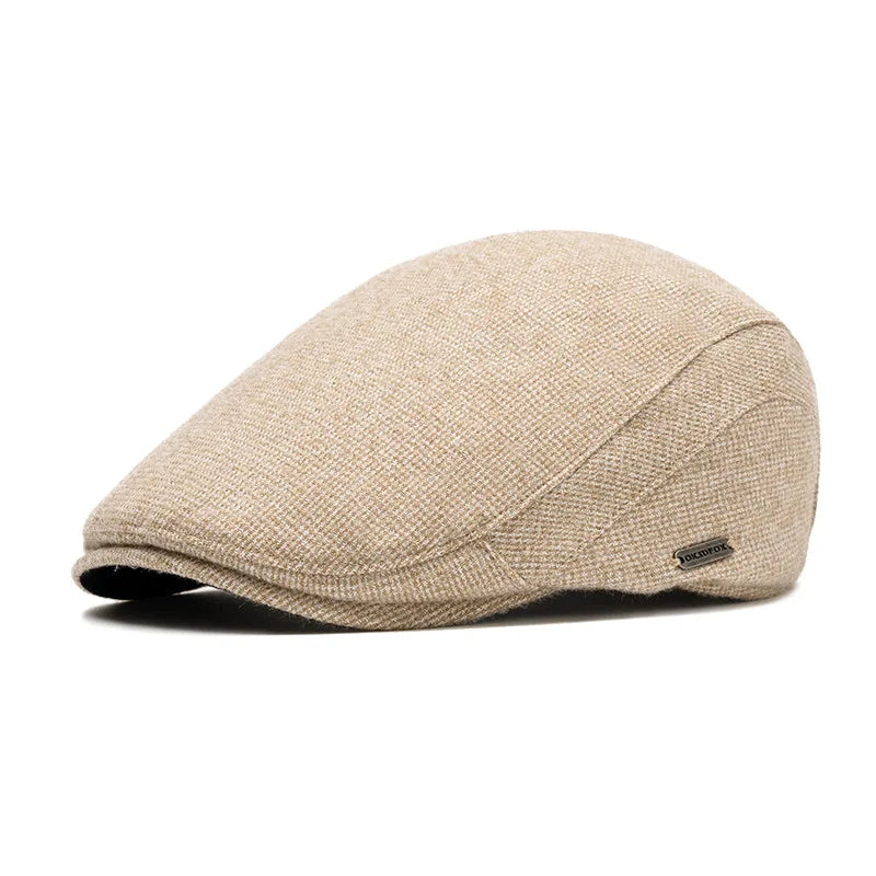 Autumn Winter Warm Fleece Beret Men's Knitted Flat Cap