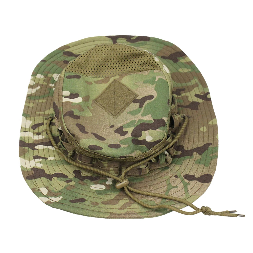 Camouflage Enthusiasts Square Pocket Camo Bonnie Cap US Bucket Benny Hats Fishing