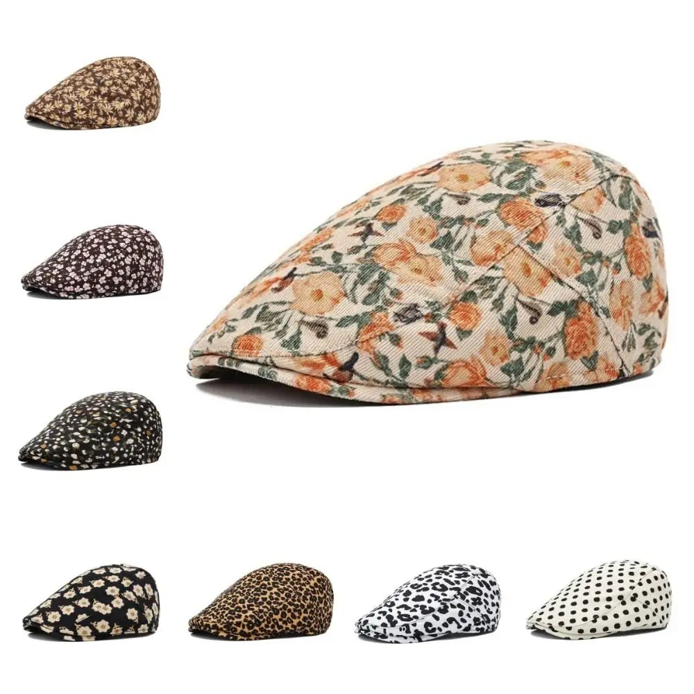 Fashion Retro Floral Beret Hat Fishing Casual Outdoor