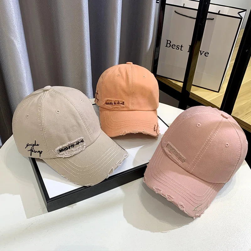 Celebrity Fashion Embroidery Hole Sunscreen Baseball Cap Women