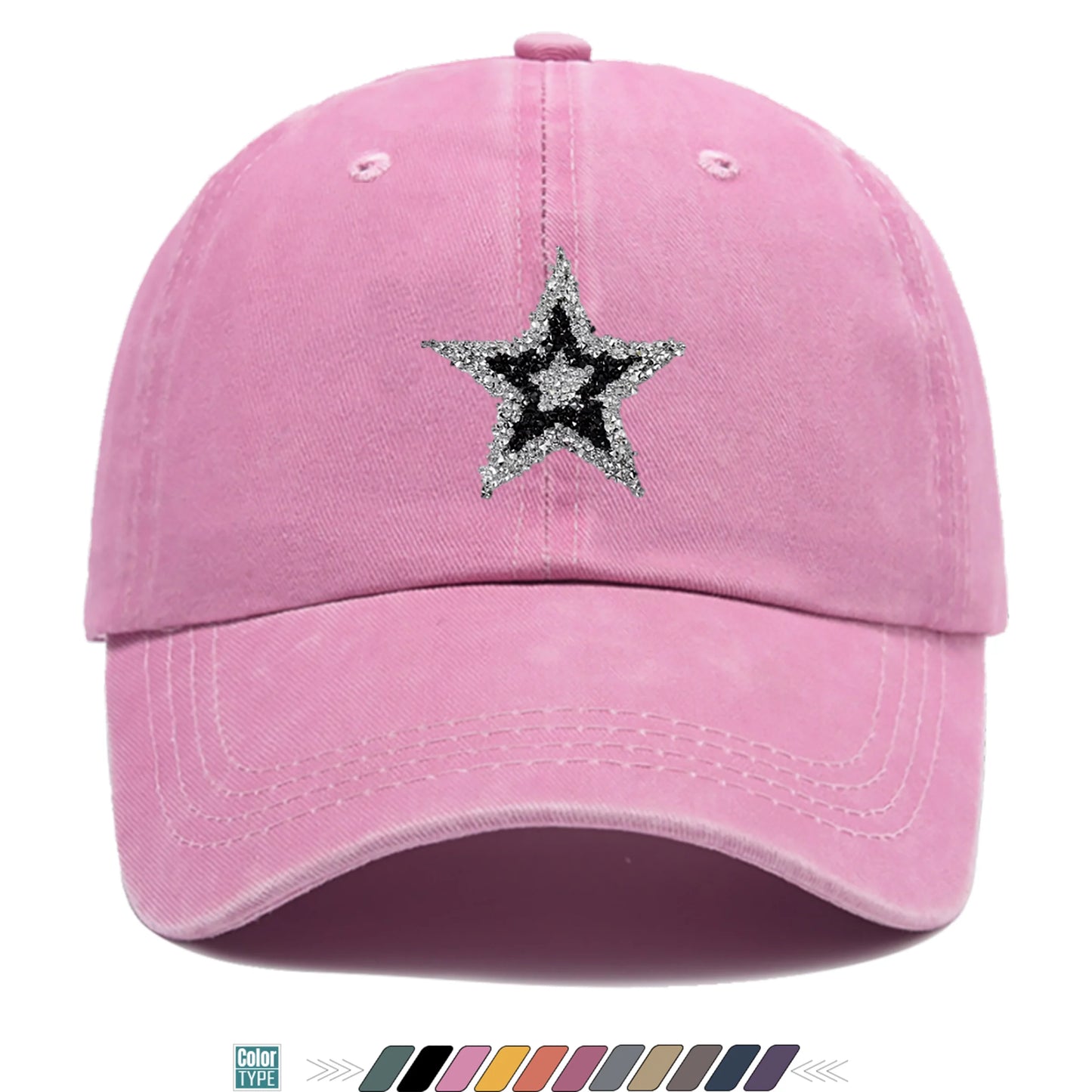 Sparkling Rhinestone Star Trucker Hat - Unisex Baseball Cap