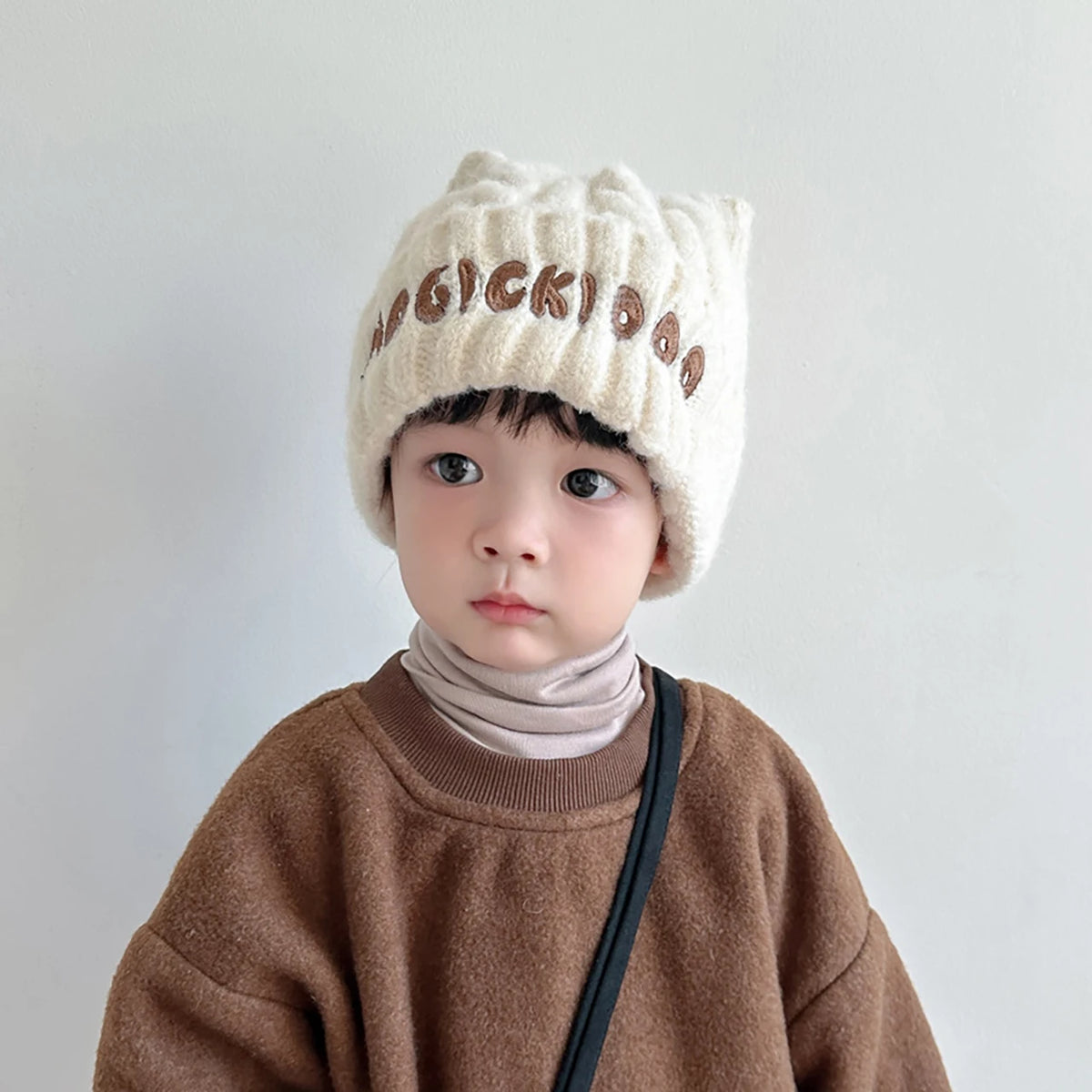 Fashion Letter Children Knitted Hat Boy Girl Thicken Woolen Pullover Cap