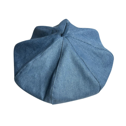 Classic Denim Fabric Beret Hat For Women Spring Summer