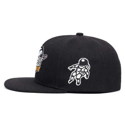 New Baseball Hat Astronaut Embroidered Hip Hop Hat Outdoor Daily Commuter Decorative Hat Sunshade Hat Unisex Flat Edge Hat