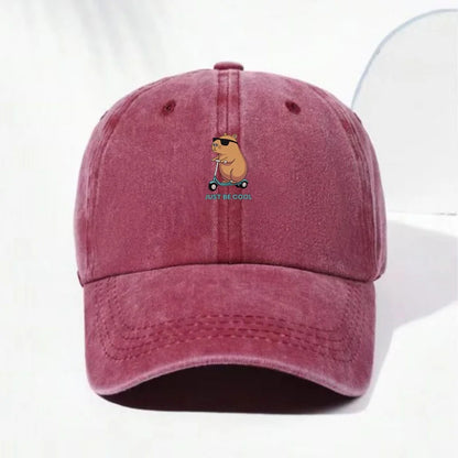 Capybara Cartoon Washed Cotton Baseball Cap For Men Women