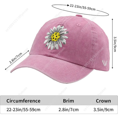 Daisy Washed Denim Embroidered Baseball Cap  Adjustable Classic Trucker Hat Outdoor Activies