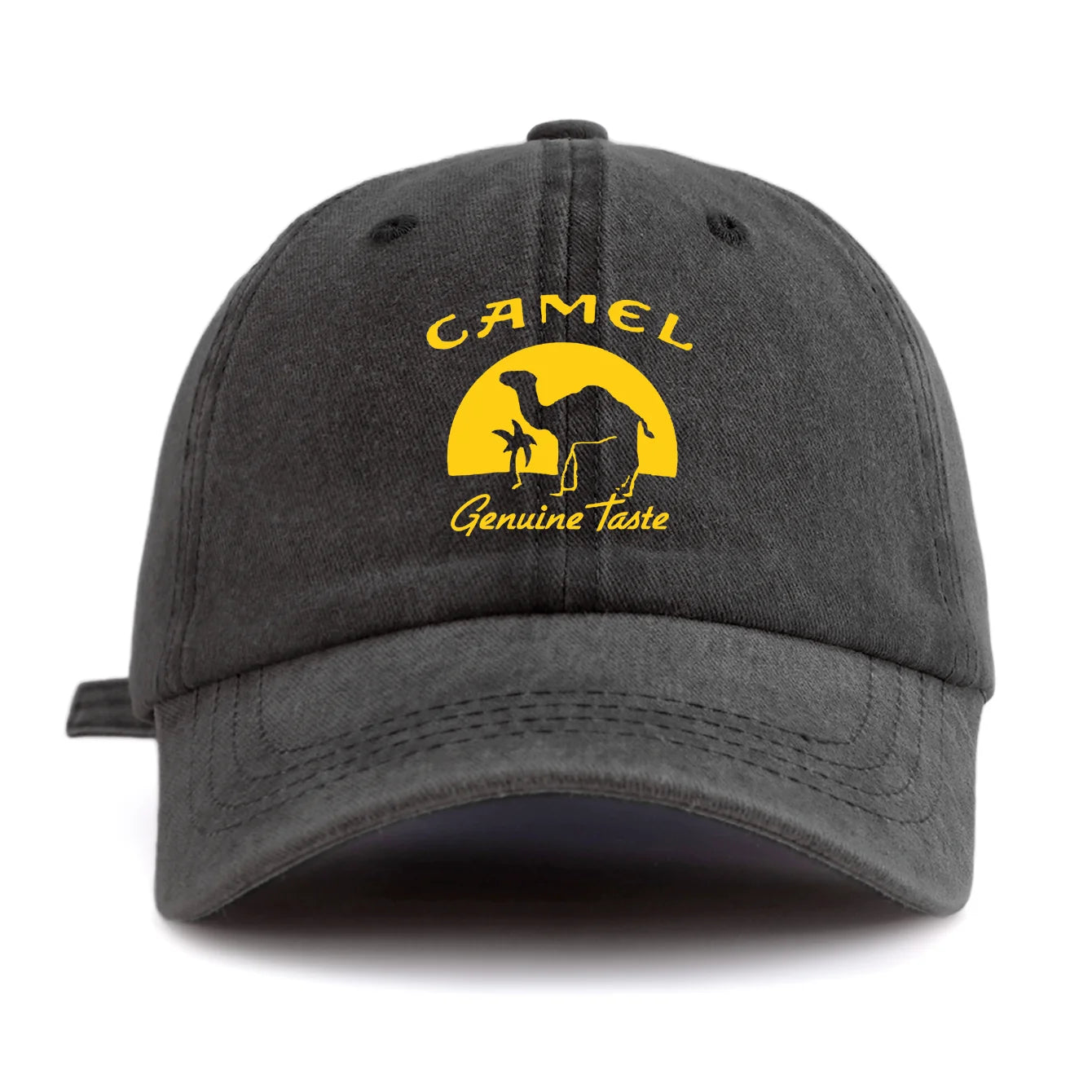 Camel Print Washed Baseball Cap for Adults, Minimalist Retro Style Casual Soft Adjustable
