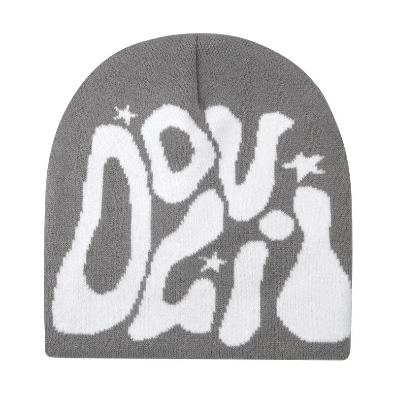 Y2K Letter Knitted Winter Autumn Beanie Cap Men Women