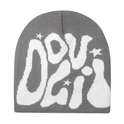 Y2K Letter Knitted Winter Autumn Beanie Cap Men Women