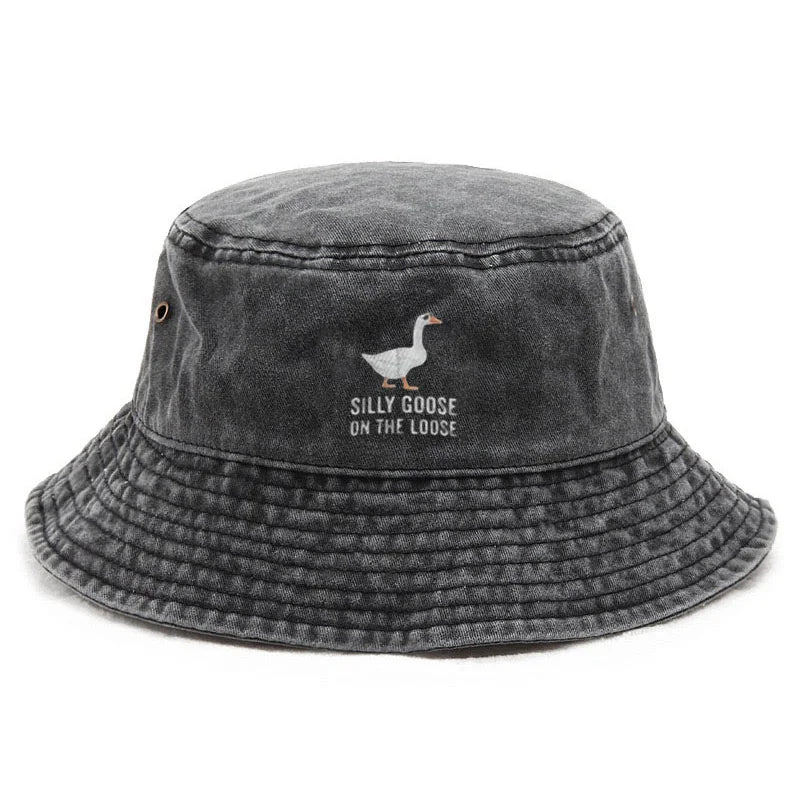 Silly Goose Washed Cotton Bucket Hat for Men Women Vintage