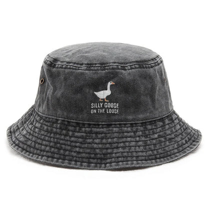 Silly Goose Washed Cotton Bucket Hat for Men Women Vintage
