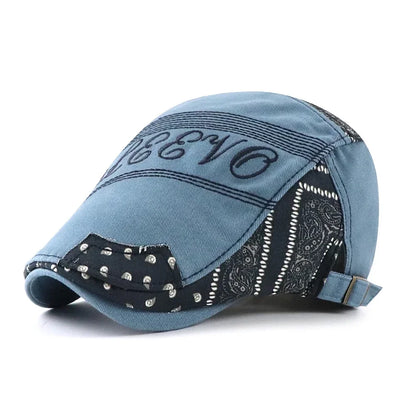 Men Letters Embroidered Newsboy Hat Women Fashion Adjustable