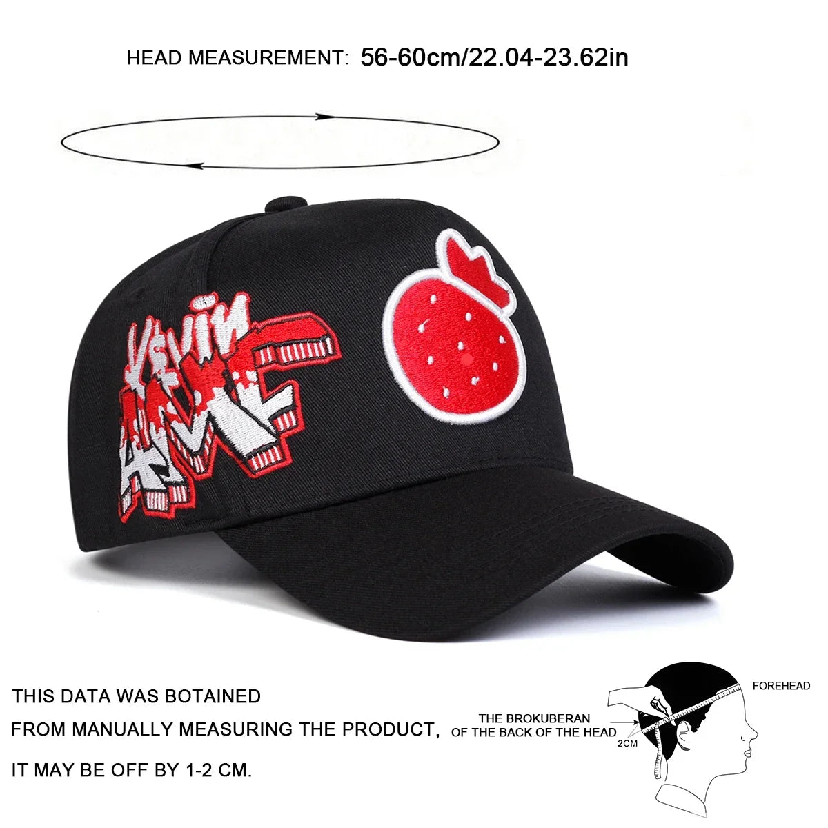 Unisex Strawberry Embroidery Baseball Caps Spring and Autumn