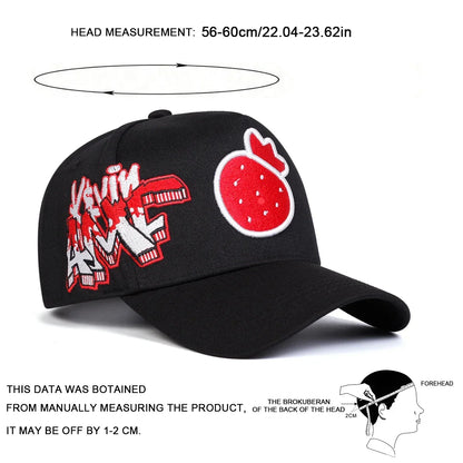 Unisex Strawberry Embroidery Baseball Caps Spring and Autumn