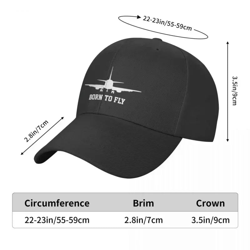 Born To Fly Airplane Baseball Cap Outdoor Women Men's