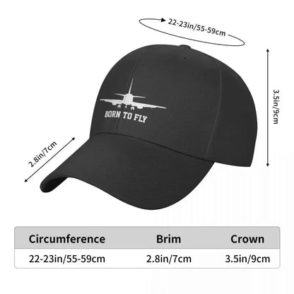 Born To Fly Airplane Baseball Cap Outdoor Women Men's
