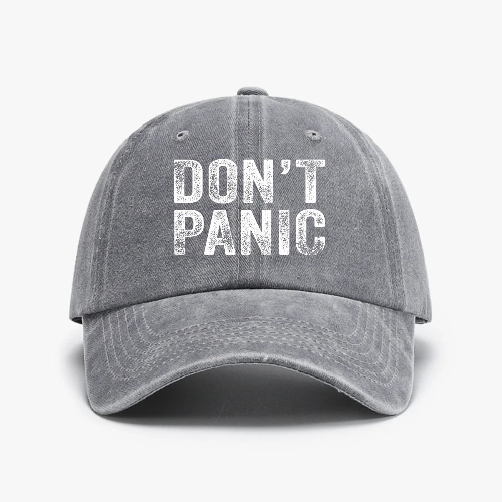 Dont Panic Distressed Sarcastic Funny Retro Washed Baseball Cap