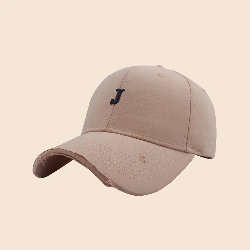 Retro Washed Baseball Cap With Letter Embroidery Sun Protection Casual Hat