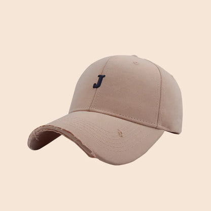 Retro Washed Baseball Cap With Letter Embroidery Sun Protection Casual Hat
