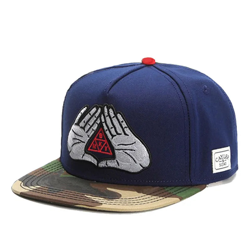 Trendy New Flat brimmed Hat with Two Hands Embroidery Street