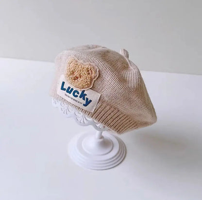 Flower Baby Beret Hat Winter Warm Knitted Beanie Cap