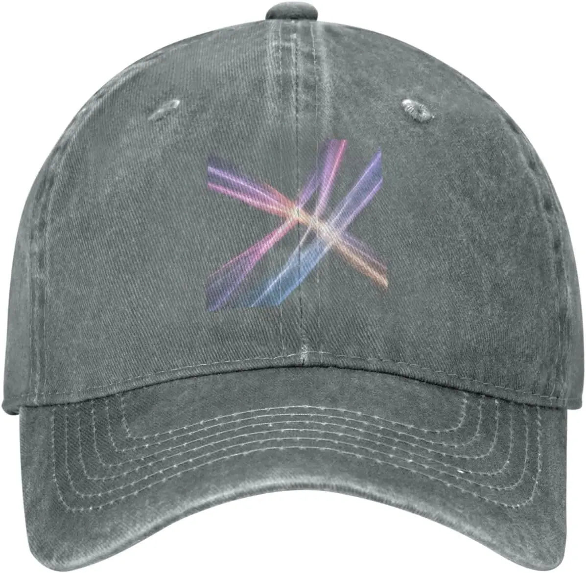 Black Streaming Yarn Printed Washed Cowboy Baseball Cap