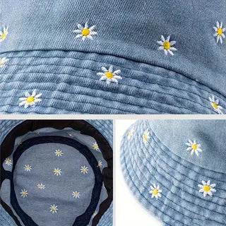 Women's Fashion Retro Embroidered Daisy Bucket Hat