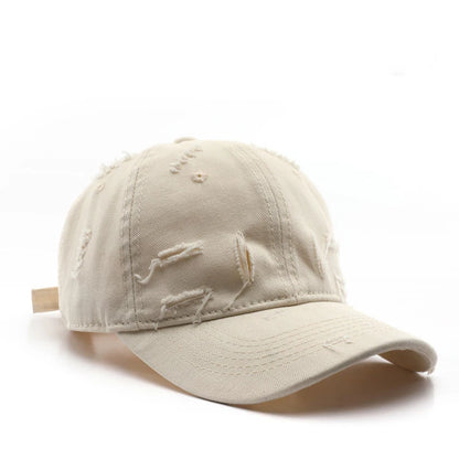 Vintage Distressed Baseball Cap, Casual Adjustable Cotton Hat