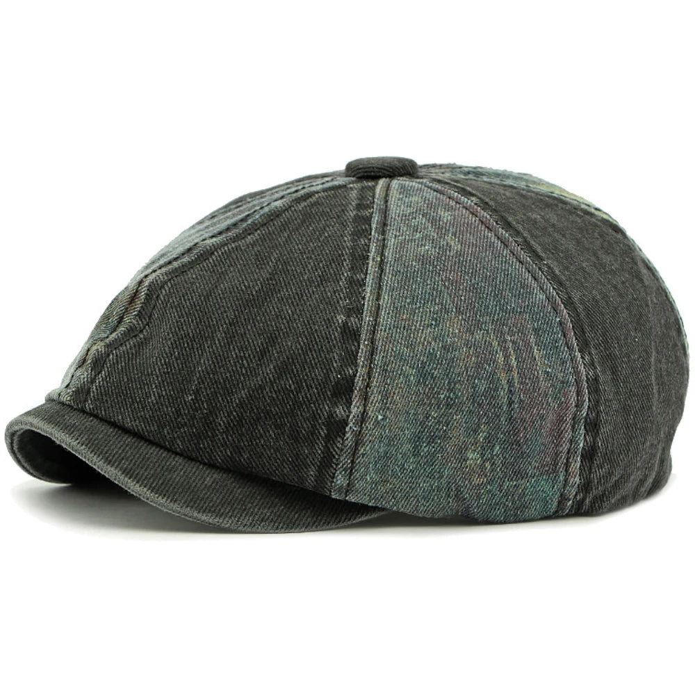 Retro Patchwork Artist Painter Beret Hat Male Female Ivy Flat Beret Cap