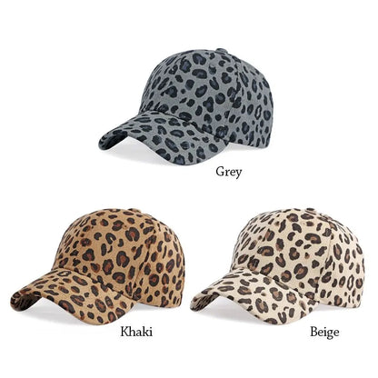 Fashionable Versatile Leopard Print Hat Velvet Sun Protection Baseball Cap