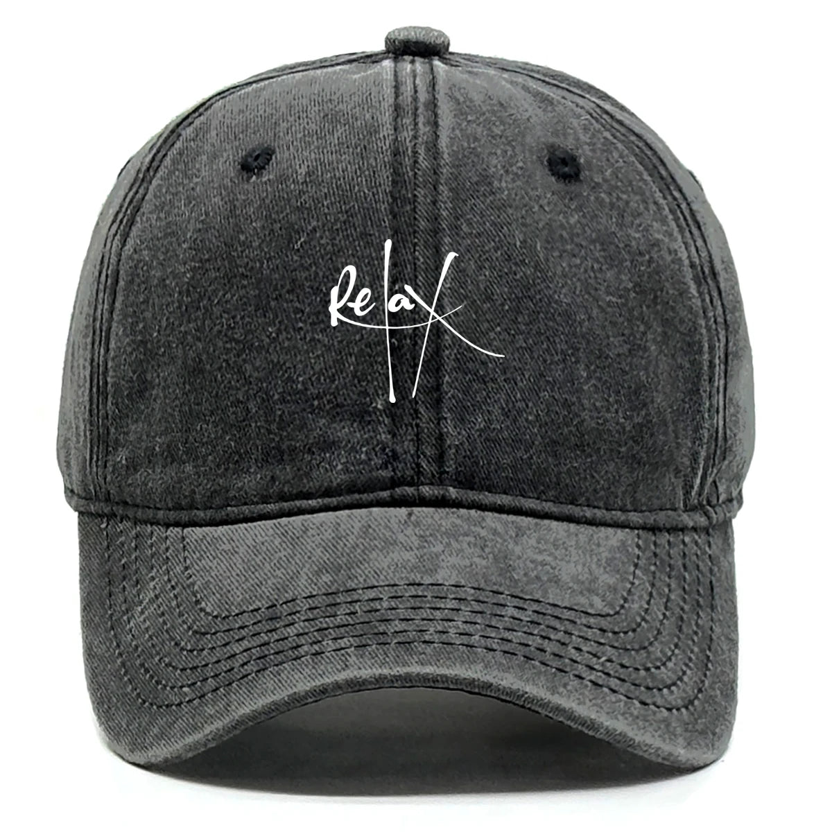 Washed Cotton Snapback Baseball Hat Artistic Text Relax Snapback Hat
