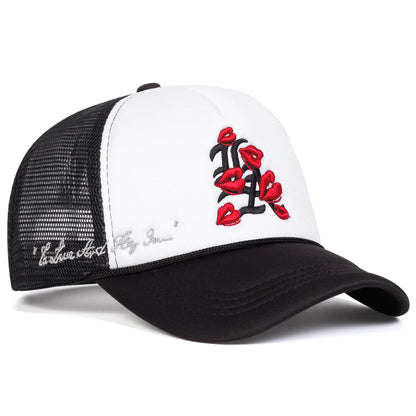 Unisex Lips Letter Embroidery Baseball Net Caps Spring and Summer Outdoor