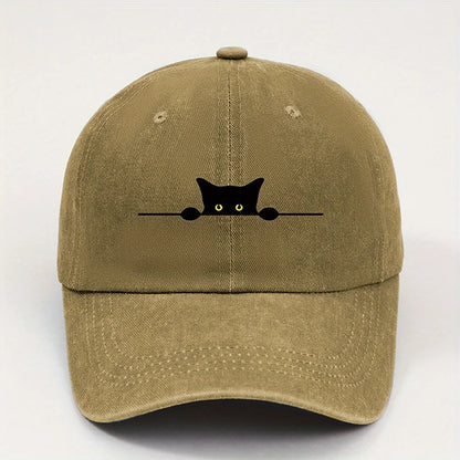 Cute Black Cat Printed Baseball Cap for Men and Women