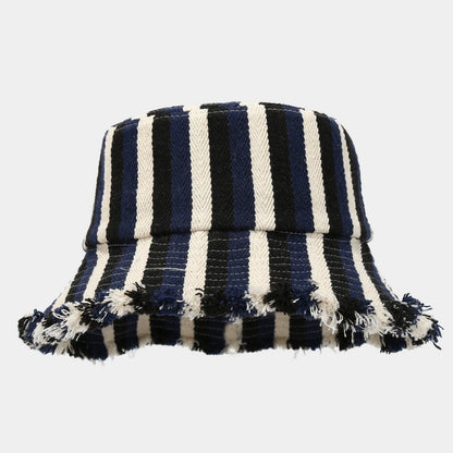 Woven Striped Brushed Edge Fisherman Hat