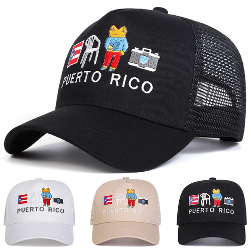 Unisex Puerto Rico Letter Embroidery Baseball Net Caps Spring and Summer