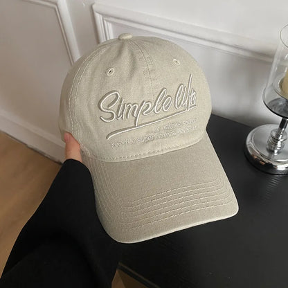 Fashion Solid Color Baseball Hat for Women Cotton Letter Embroidery
