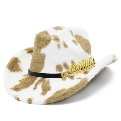 Fedora Hats Cow Print Western Cowboy Hat