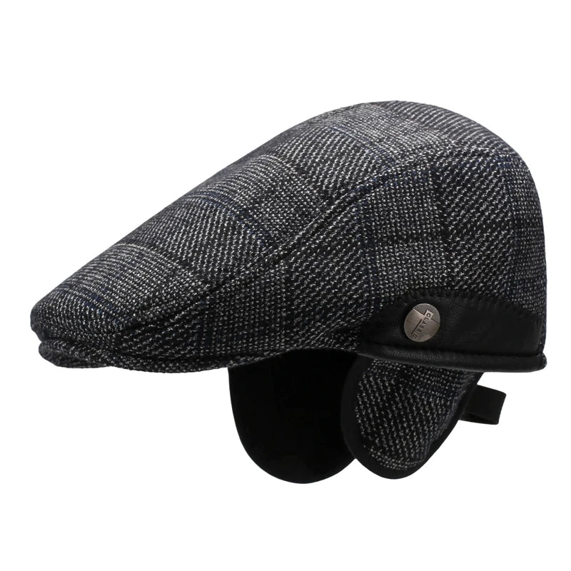Men's Vintage British Style Beret, Autumn Winter Warm Newsboy Cap