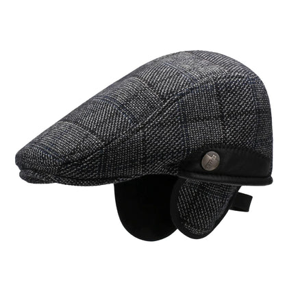 Men's Vintage British Style Beret, Autumn Winter Warm Newsboy Cap