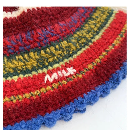 Dopamine Autumn Crochet Panama Cap Korean Handmade Bucket Hats