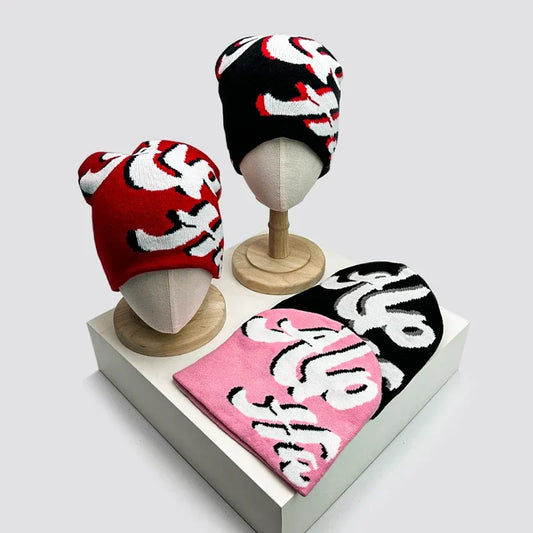 Autumn And Winter Niche Letter Wool Knitted Hats