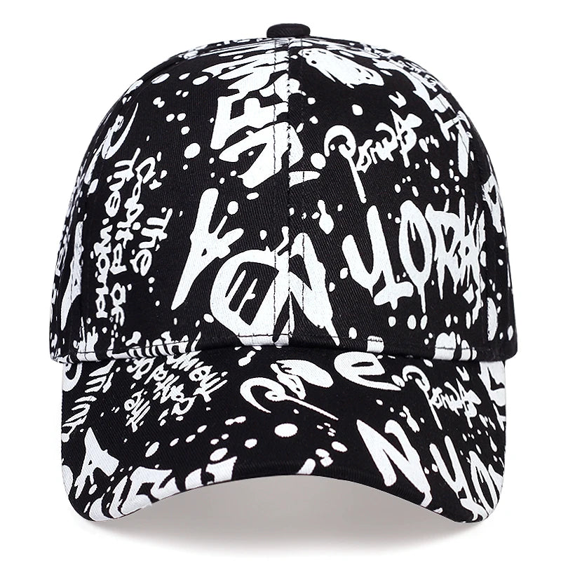 Letters Graffiti Printed Baseball Cap Fashion Outdoor Cotton Dad Hat Casual Sports Hip-Hop Hats Men and Women