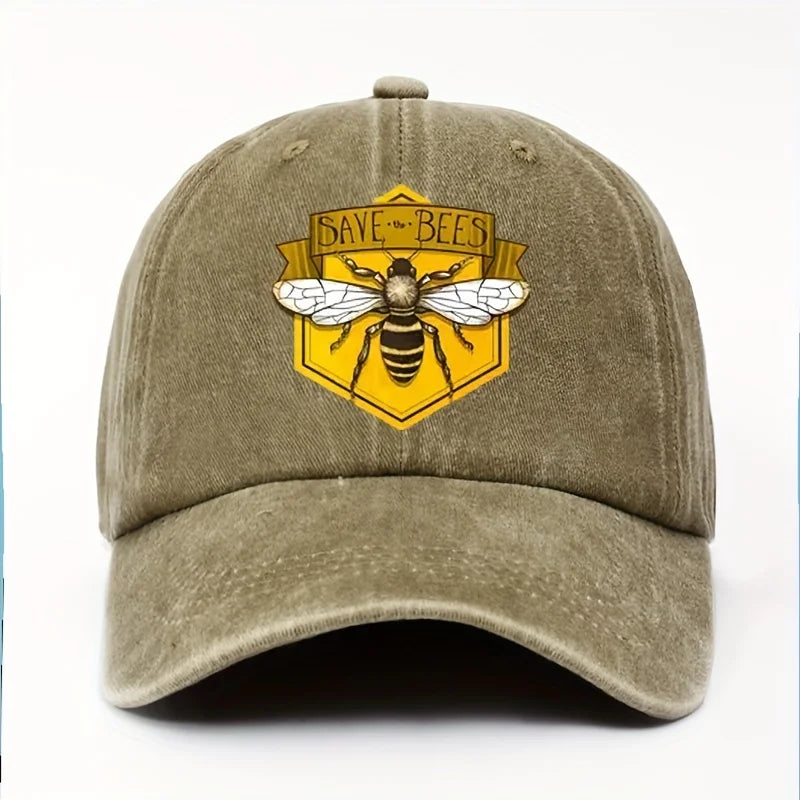 Bee Print Baseball Cap With Simple Design For Men And Women