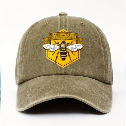 Bee Print Baseball Cap With Simple Design For Men And Women