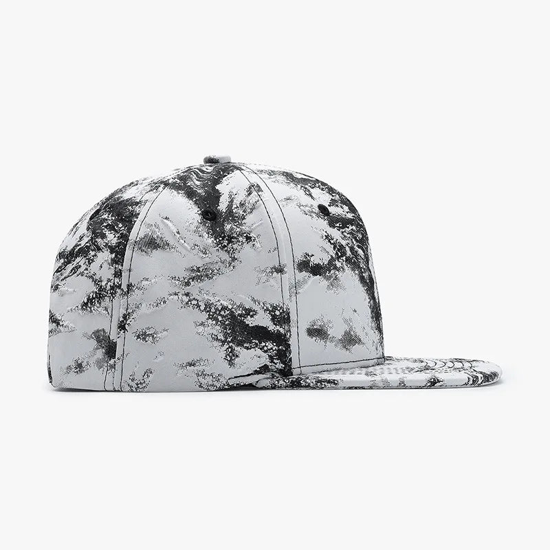 Splatter Print Flat Brim Baseball Cap Adjustable Sun Protection Breathable Outdoor Street Hip Hop Casual Unisex