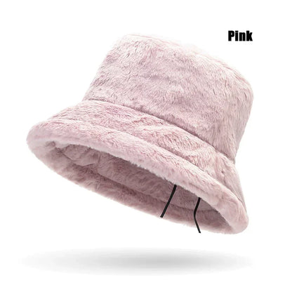 New Autumn And Winter Lady Thick Warm Skin-Friendly Soft Plush Bucket Hat